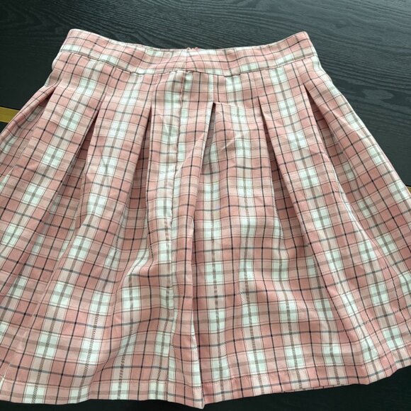 Sim & Sam Pink Plaid Knee Length Skirt Size Small EUC - Picture 3 of 6